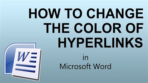 How To Change The Color Of Clicked Hyperlinks In Word Youtube