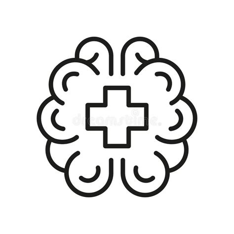 Icono De L Nea De Salud Mental Cerebro Humano Con Forma Cruzada