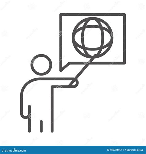 Teach School and Education Teacher Explain Geography Lesson Line Style