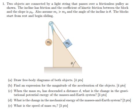 Solved Two Objects Are Connected By A Light String That Chegg