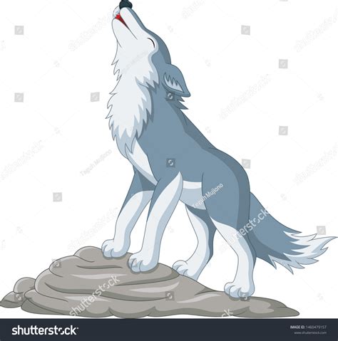 Cartoon Wolf Howling On Rock Stock Vector (Royalty Free) 1460479157 | Shutterstock