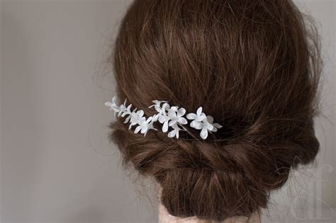 Lilac Hair Pins White Lilac White Flowers Bridal Headpiece Etsy