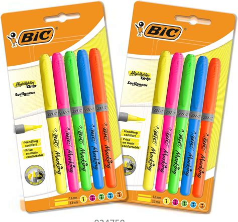 BIC Highlighter Grip Pastel Surligneurs à Pointe Biseautée Modulable