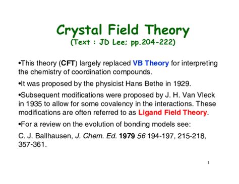 (PDF) Crystal Field Theory