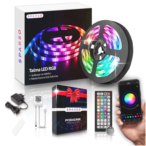 TAŚMA LED RGB KOLOROWA 5M LEDY 230V 12V z PILOTEM APLIKACJA MUZYKA