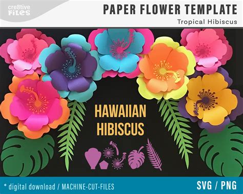 Svg Paper Flower Hibiscus Template Tropical Set Hawaiian Canada