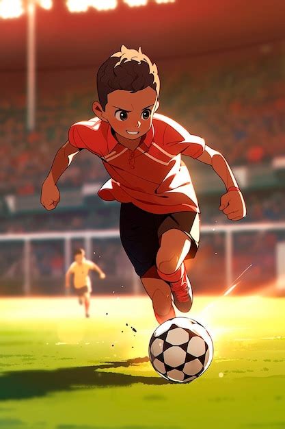 Des enfants jouant au football en dessin animé Photo Gratuite