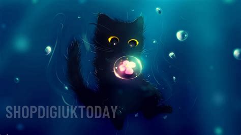 Cute Kitten Cat Wallpaper 4K Halloween Underwater Ocean Witch Black Cat ...