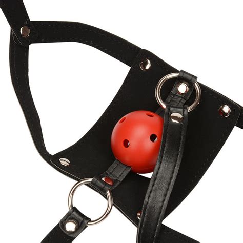 Black Leather Ball Gags With Holes Bdsm Bondage Gags Etsy