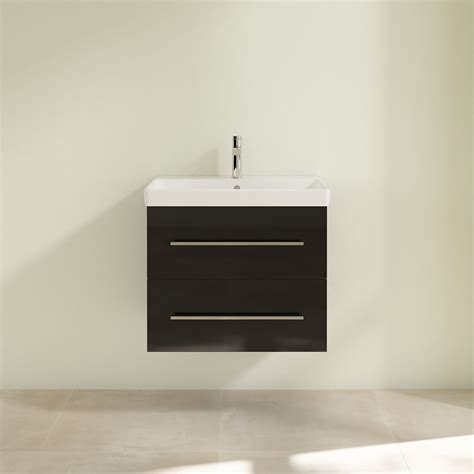 Villeroy And Boch Avento Crystal Black Mm Wall Hung Drawer Vanity Unit