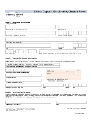 Fillable Online Direct Deposit Enrollment Change Form Dresser Rand