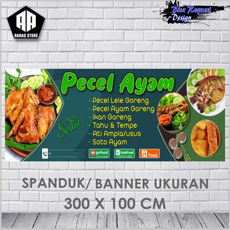 Cetak Banner Cetak Spanduk Pecel Ayam Desain Macam Macam Ukuran 300x100