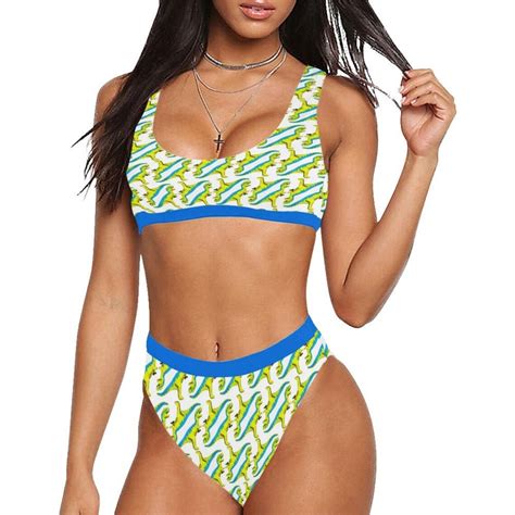 T Rex Dinosaur Sport Top High Waist Bikini Swimsuit Set Etsy