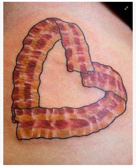 A Womans Stomach With Bacon Wrapped In The Shape Of A Heart And Words