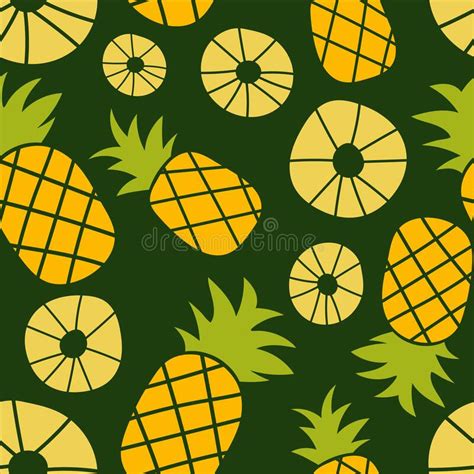 Pineapple Seamless Pattern Hand Drawn Fresh Ananas Vector Sketch