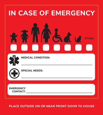 In Case of Emergency 6.5 Inch Emergency Alert Sticker - Red Rectangle