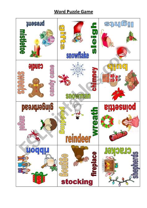 Christmas Puzzle Game - ESL worksheet by kristynatyna