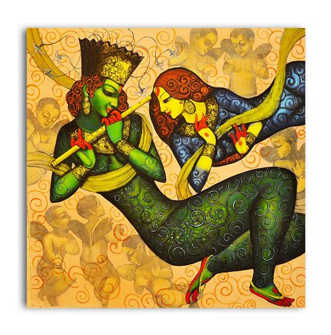 Buy Tamatina Canvas Paintings Radha Krishna Kerala Mural Art Paintings