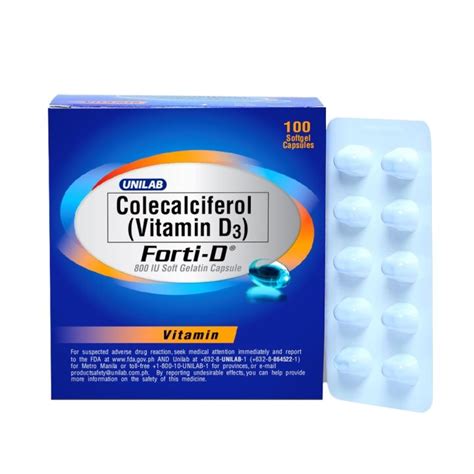 Vitamin D3 Forti D Colecalciferol 800iu Soft Gelatin Capsule 100pcs 1box Lazada Ph