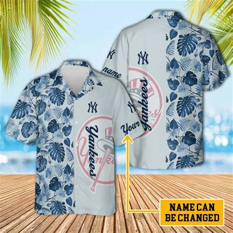 New York Yankees Tropical Floral Custom Name Aloha Hot Hawaiian Shirt