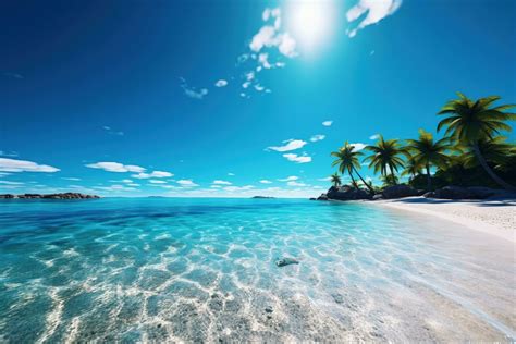 Sunny beach blue ocean background. Illustration 23901925 Stock Photo at ...