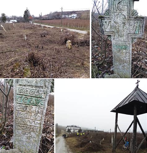 Crucile din piatră ale unui vechi cimitir din Valea Călugărească