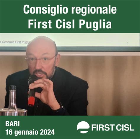 First Cisl Puglia si è svolto a Bari il Consiglio regionale FIRST CISL