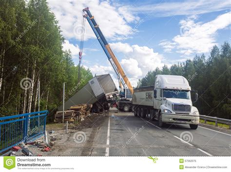 Rescue Truck And Overturned Truck Editorial Image Image Of Truck