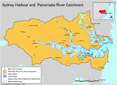 Sydney Harbour and Parramatta River catchment map