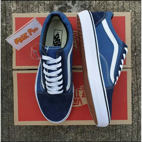 Vans Old Skool สีน้ำเงิน Navy Made In Vietnam รองเท้าผ้าใบ สายคลาสสิค