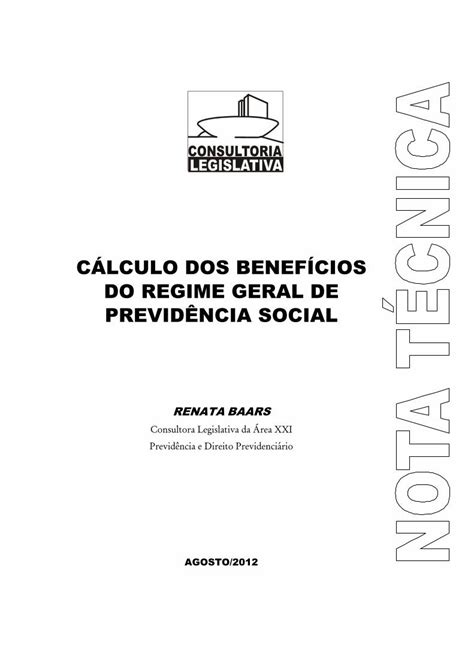 PDF CÁLCULO DOS BENEFÍCIOS DO REGIME GERAL DE previdenciário