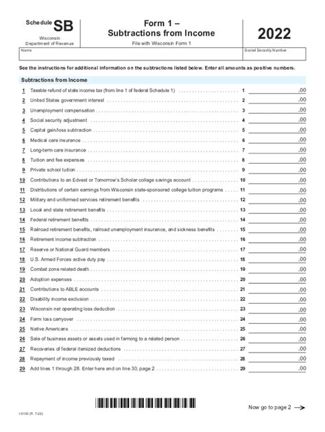 Form Wi I Schedule Sb Fill Online Printable Fillable Blank