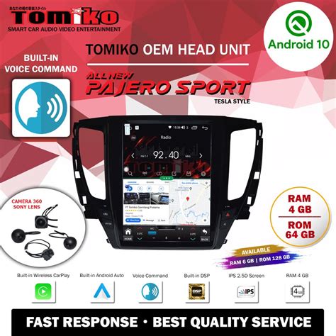 Jual Head Unit Android Tomiko OEM For Pajero Sport Tesla Style Camera