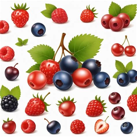 Premium Vector Berry Vector Set White Background Isolated A High Quality