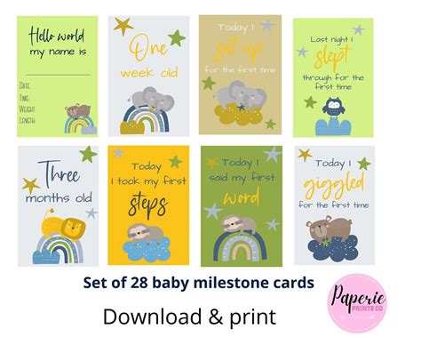 Baby milestone cards Baby boy milestone cards Digital | Etsy