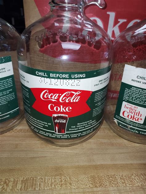 Vintage One Gallon Coca Cola Glass Syrup Bottles Pack With Orginal