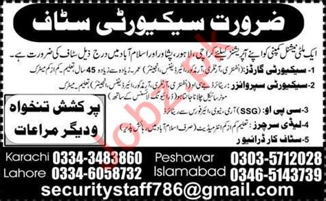 Staff Car Driver Security Guard Jobs In Islamabad Job