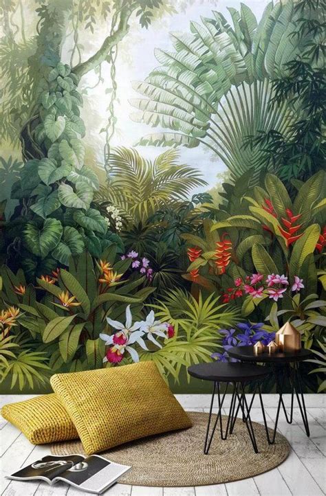 3d Tropical Rainforest Wallpaper Lush Vegetation Wall Mural Etsy