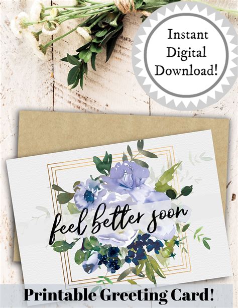 Printable Feel Better Soon Downloadable Card Printable Get - Etsy