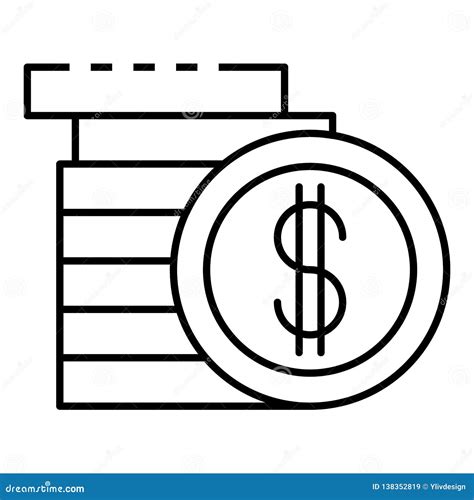 Icono De La Moneda De La Pila Del Dinero Estilo Del Esquema