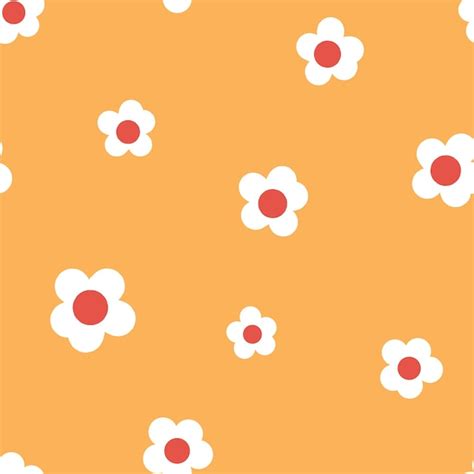 Premium Vector Seamless Pattern With Simple Daisy Flowers On Yellow