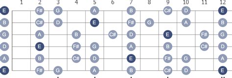 E Dorian guitar scale (mode)