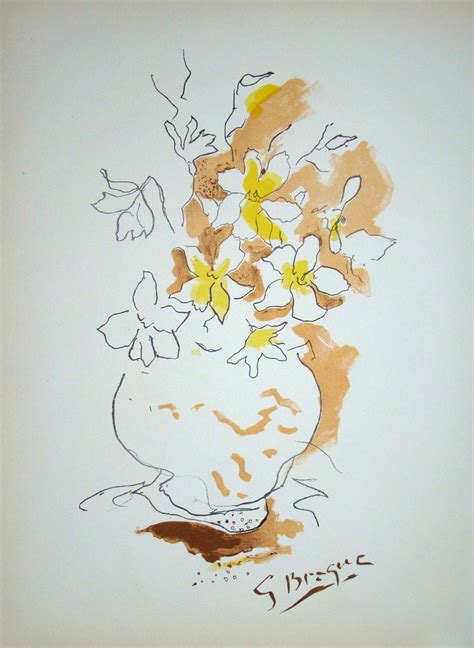 Georges Braque Vase Avec Des Fleurs Jaunes Lithographie