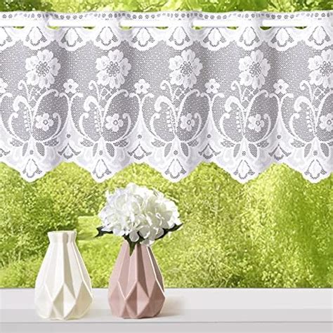 Amazon De Heimtexland Scheibengardine Jacquard Blumen Bogen Bord Re