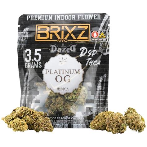 Brixz Platinum Og Thca D9P Indica 3 5G Bag 10 Bags Per Display