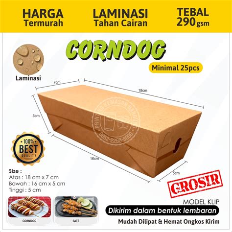 Jual Box Corndog Corn Dog Sosis Bakar Paper Kraft 290gsm Dus Kemasan