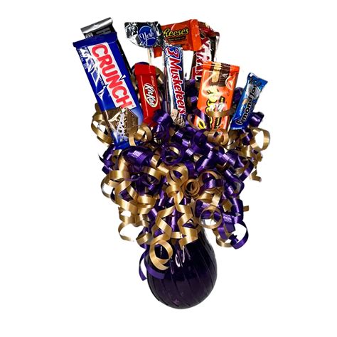 Dark Purple Vase Gold Chocolate Candy Bar Bouquet Tinks Treats