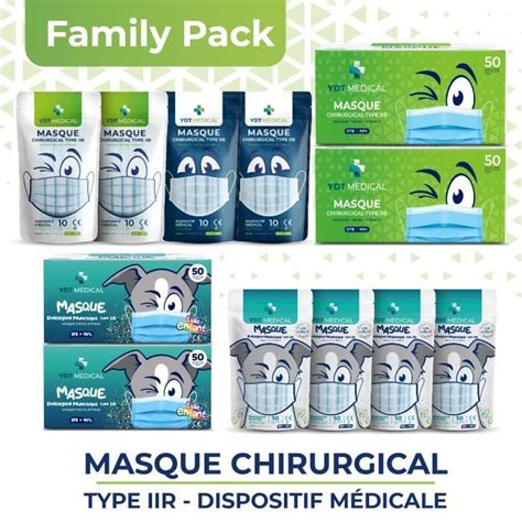 Pack Famille Masque Chirurgical Jetable Type Iir Ces Masques