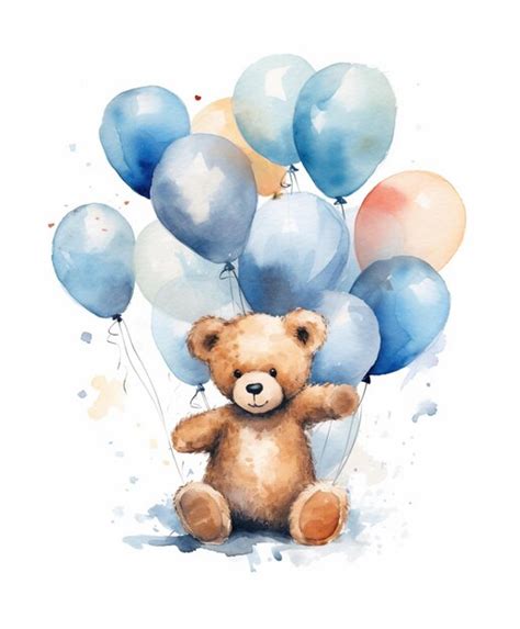 Premium Ai Image There Is A Teddy Bear Holding A Bunch Of Balloons