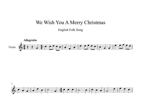 We Wish You A Merry Christmas English Folk Song Violin Arr Digital Book Music Sheet Music